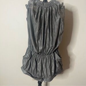 RYU‎ Women’s Gray Shimmer Blouson Halter Romper Playsuit Sz S